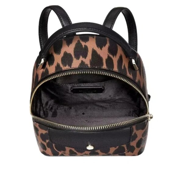 Kate Spade Schuyler Mini Backpack Bag Leopard Saffiano Leather - Picture 9 of 10